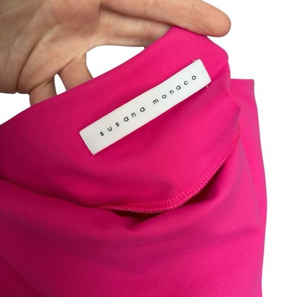 Susana Monaco Bright Pink Square Neck Slimming Bodycon Dress - Picture 7 of 7